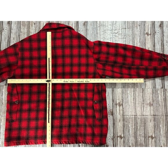 Woolrich Mackinaw Wool Buffalo lined quilted print Hunting Coat Sz 50 VTG 60s - Picture 4 of 5